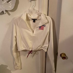 Cropped drawstring sweatshirt